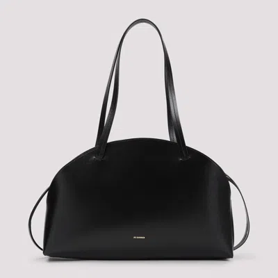 Jil Sander Curve Medium Black Leather Crossbody Bag