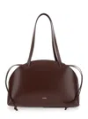 Jil Sander 'curve Medium' Brown Shoulder Bag With Embossed Logo On The Front And Curved Design