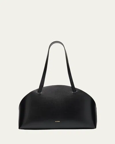 Jil Sander Curve Medium Calf Leather Shoulder Bag In Black