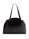 Jil Sander 'curve Medium' Black Shoulder Bag With Embossed Logo On The Front And Curved Design