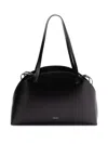 Jil Sander 'curve Medium' Black Shoulder Bag With Embossed Logo On The Front And Curved Design In Black