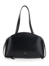 Jil Sander 'curve Medium' Black Shoulder Bag With Embossed Logo On The Front And Curved Design In Black