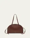 Jil Sander Curve Medium Leather Shoulder Bag In Dark Earth