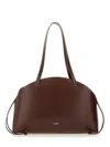 Jil Sander 'curve Medium' Brown Shoulder Bag With Embossed Logo On The Front And Curved Design In Brown