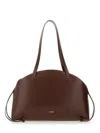 Jil Sander 'curve Medium' Brown Shoulder Bag With Embossed Logo On The Front And Curved Design In Brown