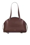 Jil Sander Chocolate Leather Medium Curve Shoulder Bag In Dark Earth