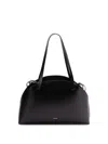 Jil Sander 'curve Medium' Black Shoulder Bag With Embossed Logo On The Front And Curved Design