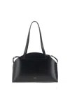 Jil Sander 'curve Medium' Black Shoulder Bag With Embossed Logo On The Front And Curved Design In Black