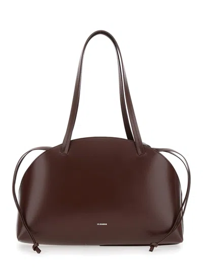 Jil Sander Curve Shoulder Bag In Brown