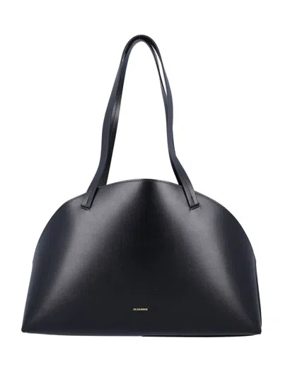 Jil Sander Curve Shoulder Medium In Black