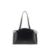 Jil Sander Curve Medium Leather Shoulder Bag In Black