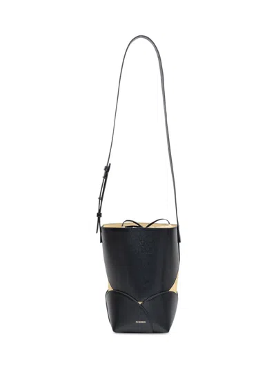 Jil Sander Curve Small Bucket Bag In Black