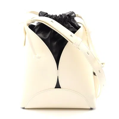Jil Sander Curve Small Leather Shoulder Bag In White