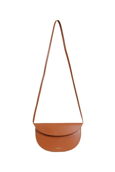 Jil Sander Curve Wallet With Strap In Brown