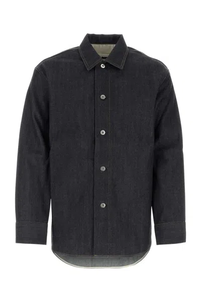 Jil Sander Curved Hem Denim Shirt In Blue