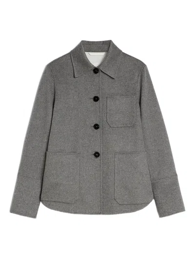 Jil Sander Curved-hem Patch-pocket Shirt In Gray