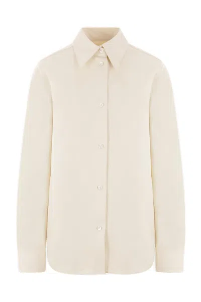 Jil Sander Curved Hem Poplin Shirt In Beige