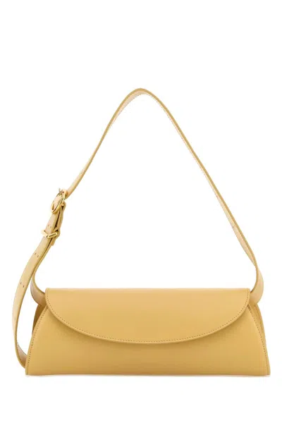Jil Sander Curved Leather Shoulder Bag In Yellow