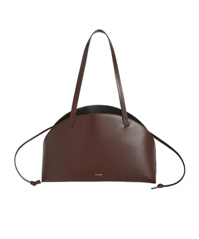Jil Sander Curved Medium Shoulder Bag In Brown