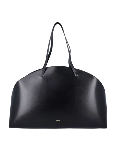 Jil Sander Curved Silhouette Black Cowhide Handbag