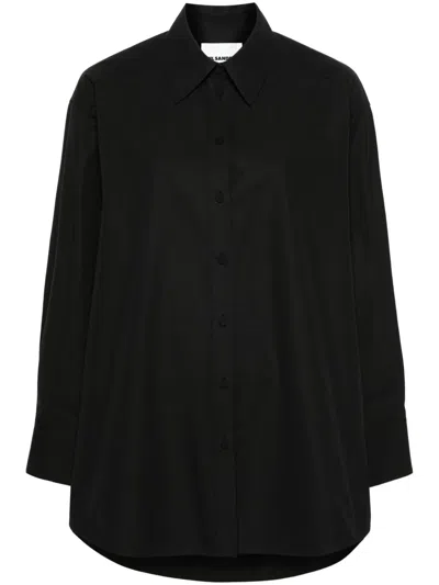 Jil Sander Cut-out Cotton Shirt In Black