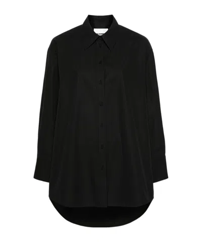 Jil Sander Cut-out Cotton Shirt In Black