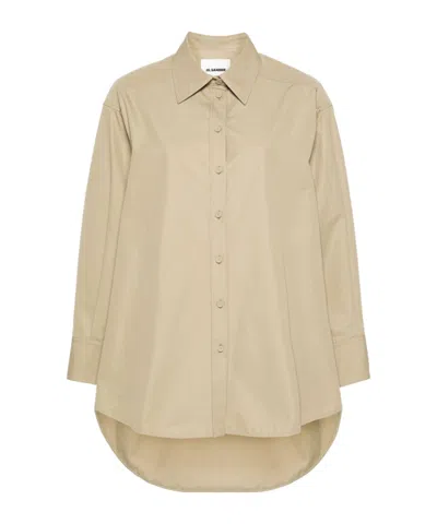 Jil Sander Cut-out Cotton Shirt In Nude