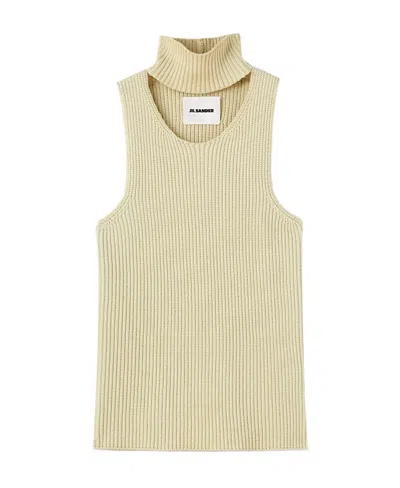 Jil Sander Cut-out Knitted Vest Top In Nude