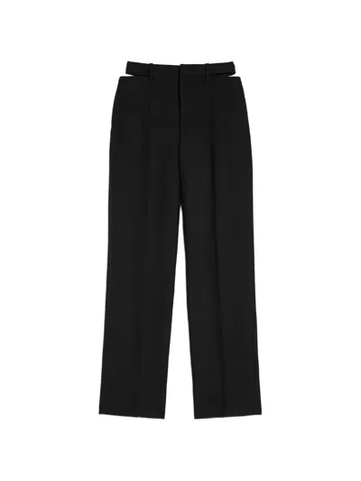 Jil Sander Cut-out Wool Blend Trousers In Black