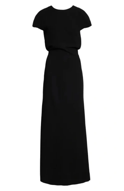 Jil Sander Long Dress Sable Back Cutout Cap Sleeves In Black