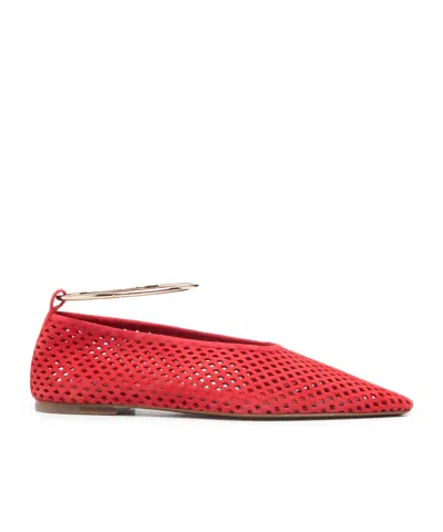JIL SANDER JIL SANDER POINTED TOE PERFORATED BALLET FLATS