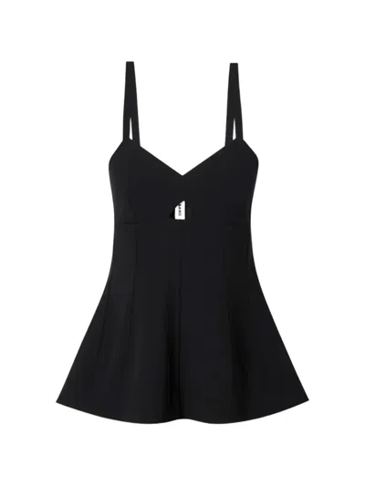 Jil Sander Cut-out Flared Top In Black