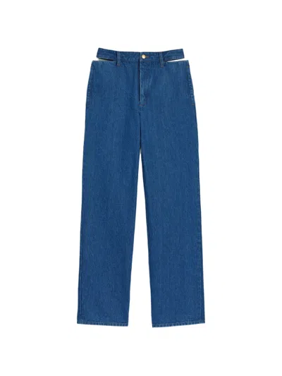 Jil Sander Cut-out Jeans In Blue