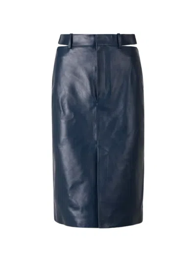 Jil Sander Cut-out Leather Skirt In Blue