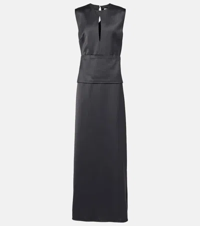 Jil Sander Cutout Satin Midi Dress In Black
