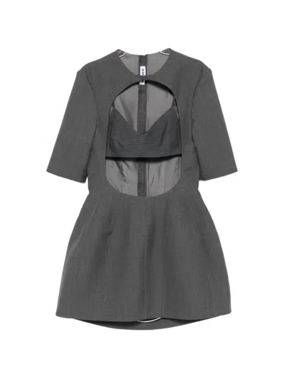 Jil Sander Cut-out Short-sleeve Mini Dress In Gray
