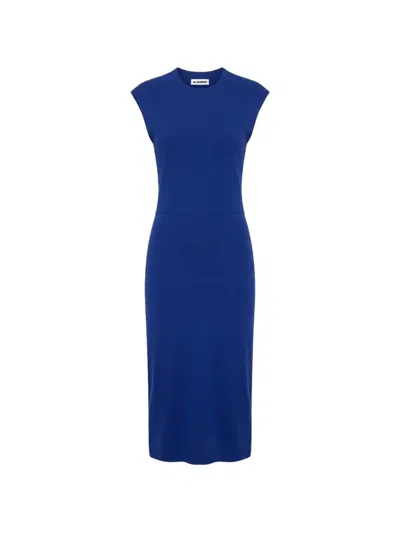 Jil Sander Cut-out Sleeveless Midi Dress In Blue
