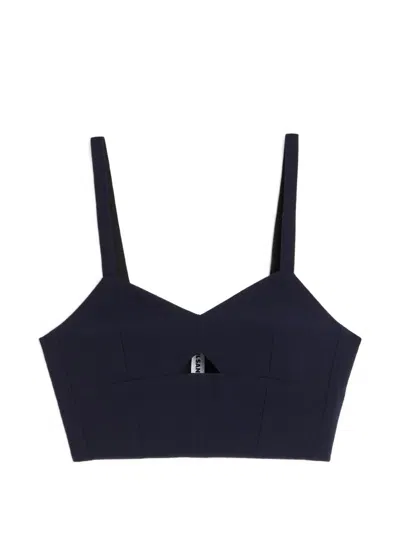 Jil Sander Cut-out V-neck Top In Blue