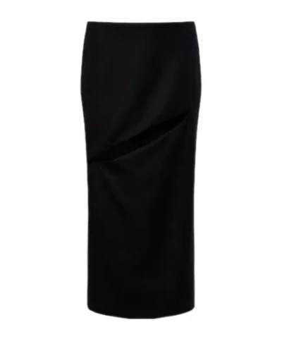 Jil Sander Cutout Wool And Mohair Midi Skirt In Black