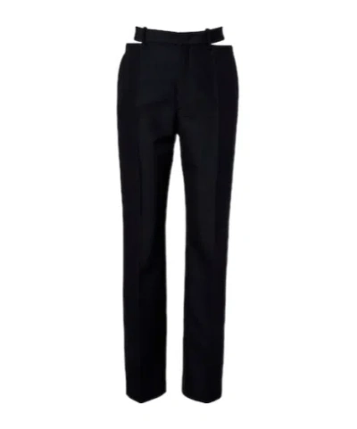 Jil Sander Cutout Wool And Mohair Straight Pants In Black
