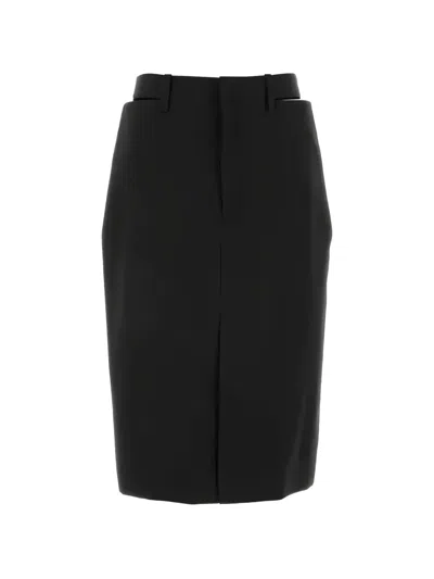 Jil Sander Wool Midi Skirt Belt Loops Front Seam In Black
