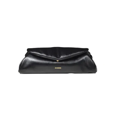 Jil Sander Cylindrical Padded Handbag In Brushed Black Bovine Leather