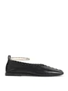 Jil Sander Ring Whipstitch-trimmed Leather Ballet Flats In Black