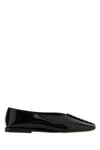 Jil Sander Pointed Toe Leather Ballerina Flats With Studs In Black