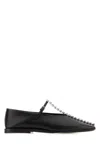 Jil Sander Leather Ballerinas Embellished Strap Flat Sole Pointed In Black