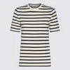 Jil Sander Black And White Knitted Striped T-shirt In Cotton Woman