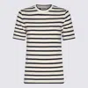Jil Sander Black And White Knitted Striped T-shirt In Cotton Woman