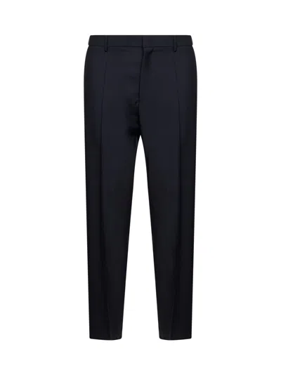 Jil Sander Dark Blue Wool And Mohair Tapered Trousers In Multi