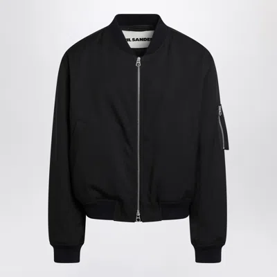 JIL SANDER JIL SANDER DARK BLUE ZIPPED BOMBER JACKET