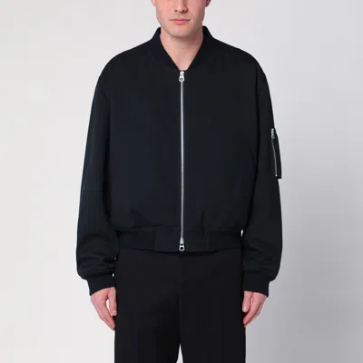 Jil Sander Blue Nylon Padded Bomber Jacket